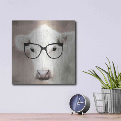 Luxe Metal Art 'See Clearly Cow' by Lori Deiter, Metal Wall Art,12x12