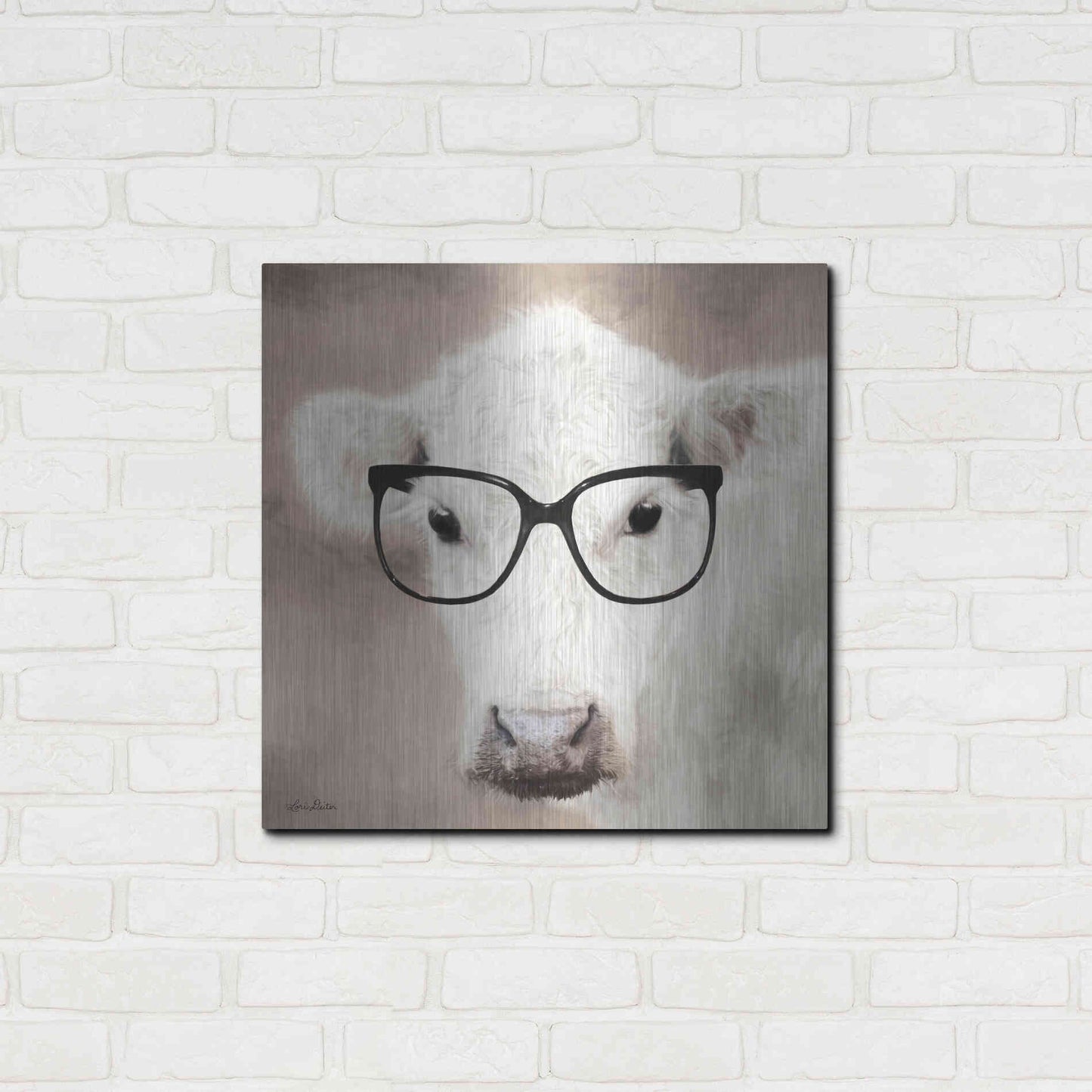 Luxe Metal Art 'See Clearly Cow' by Lori Deiter, Metal Wall Art,24x24