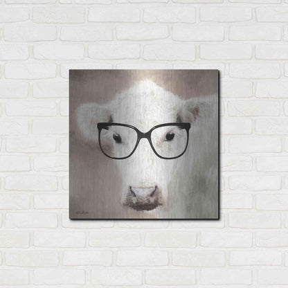 Luxe Metal Art 'See Clearly Cow' by Lori Deiter, Metal Wall Art,24x24