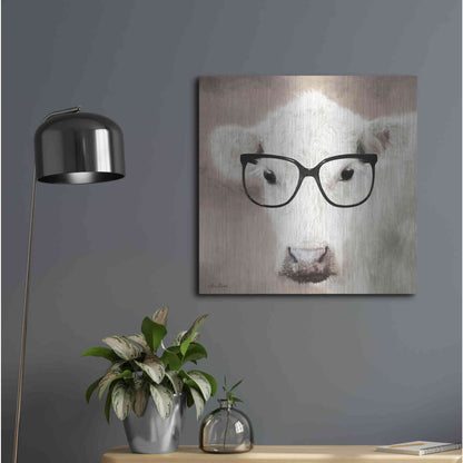 Luxe Metal Art 'See Clearly Cow' by Lori Deiter, Metal Wall Art,24x24
