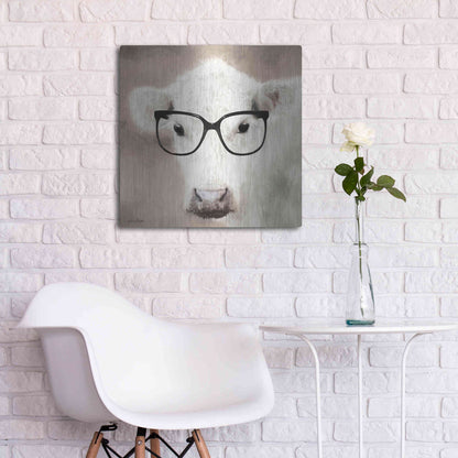 Luxe Metal Art 'See Clearly Cow' by Lori Deiter, Metal Wall Art,24x24