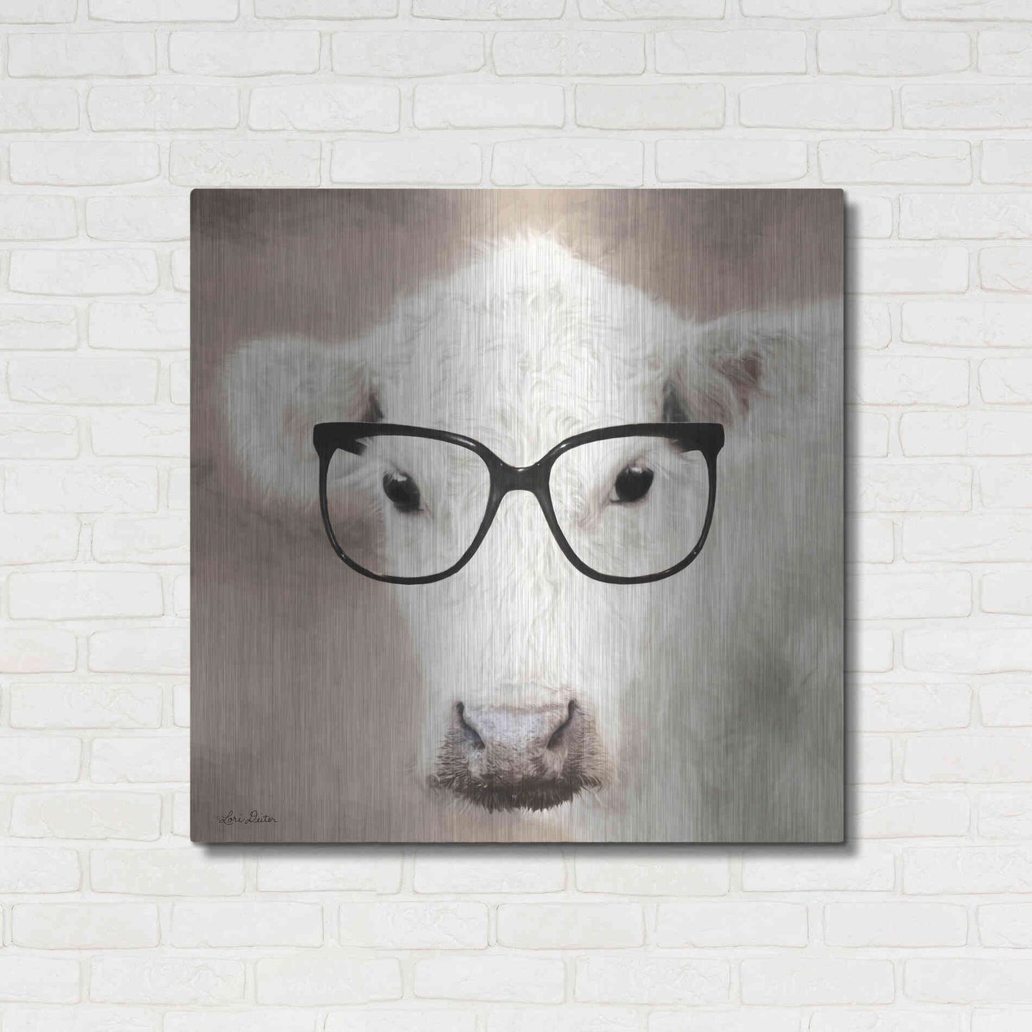 Luxe Metal Art 'See Clearly Cow' by Lori Deiter, Metal Wall Art,36x36
