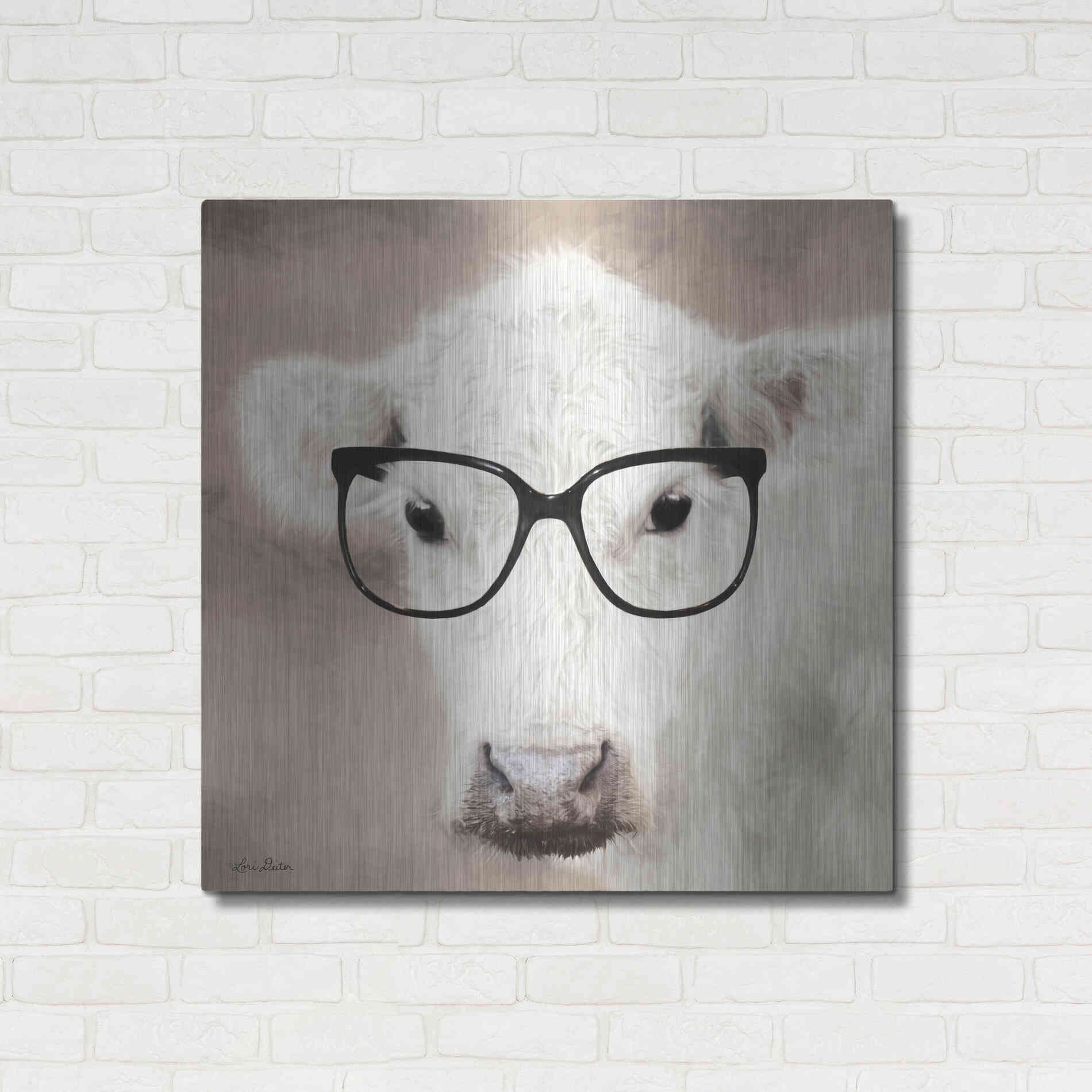 Luxe Metal Art 'See Clearly Cow' by Lori Deiter, Metal Wall Art,36x36