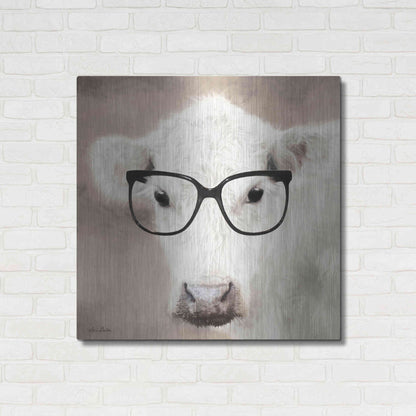 Luxe Metal Art 'See Clearly Cow' by Lori Deiter, Metal Wall Art,36x36