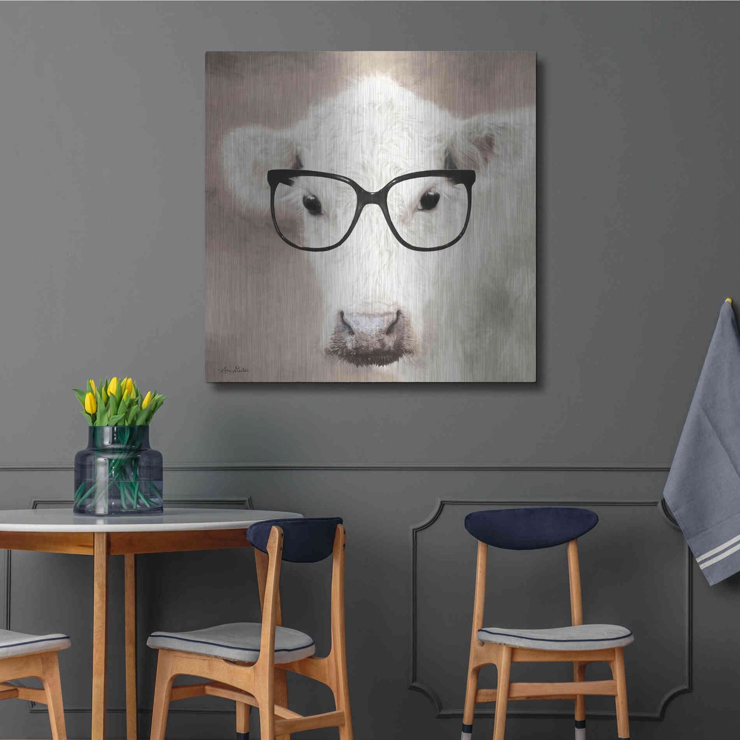 Luxe Metal Art 'See Clearly Cow' by Lori Deiter, Metal Wall Art,36x36