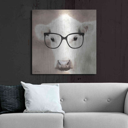 Luxe Metal Art 'See Clearly Cow' by Lori Deiter, Metal Wall Art,36x36