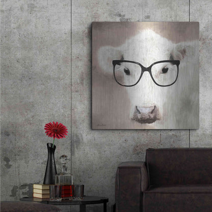 Luxe Metal Art 'See Clearly Cow' by Lori Deiter, Metal Wall Art,36x36