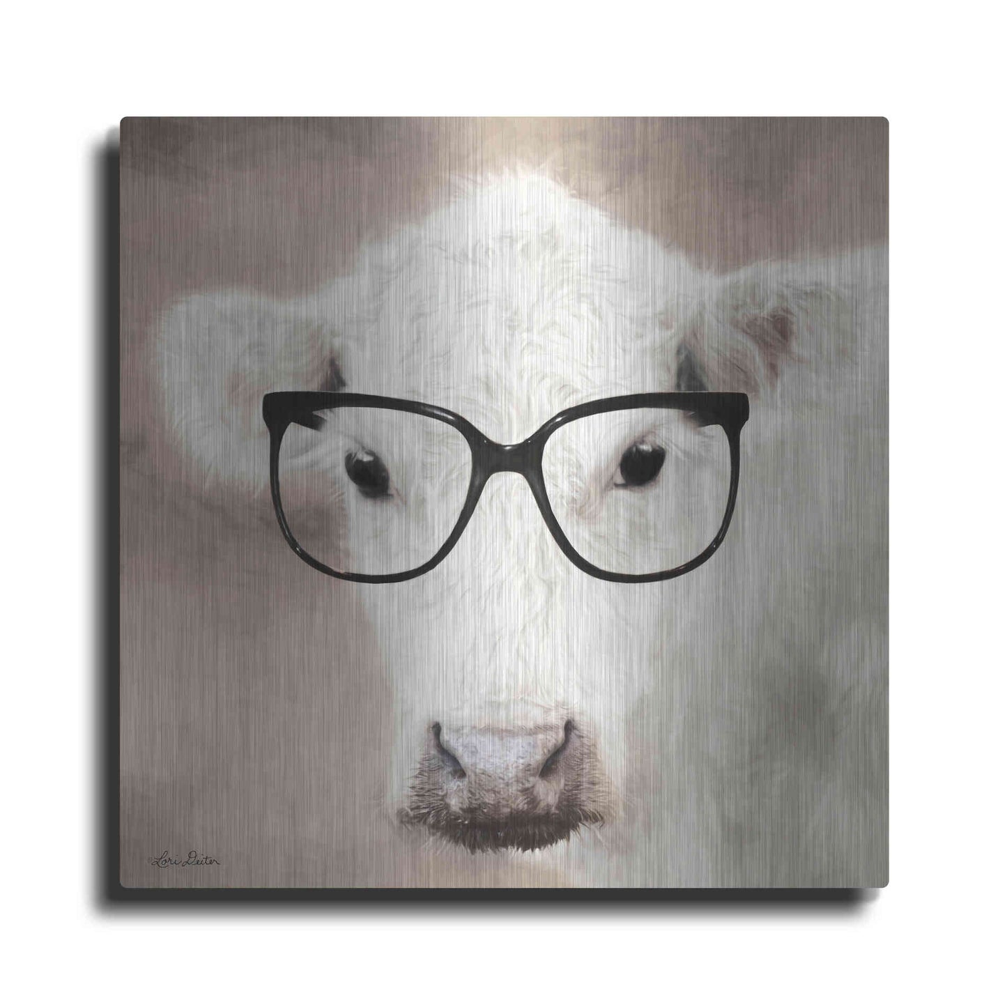 Luxe Metal Art 'See Clearly Cow' by Lori Deiter, Metal Wall Art