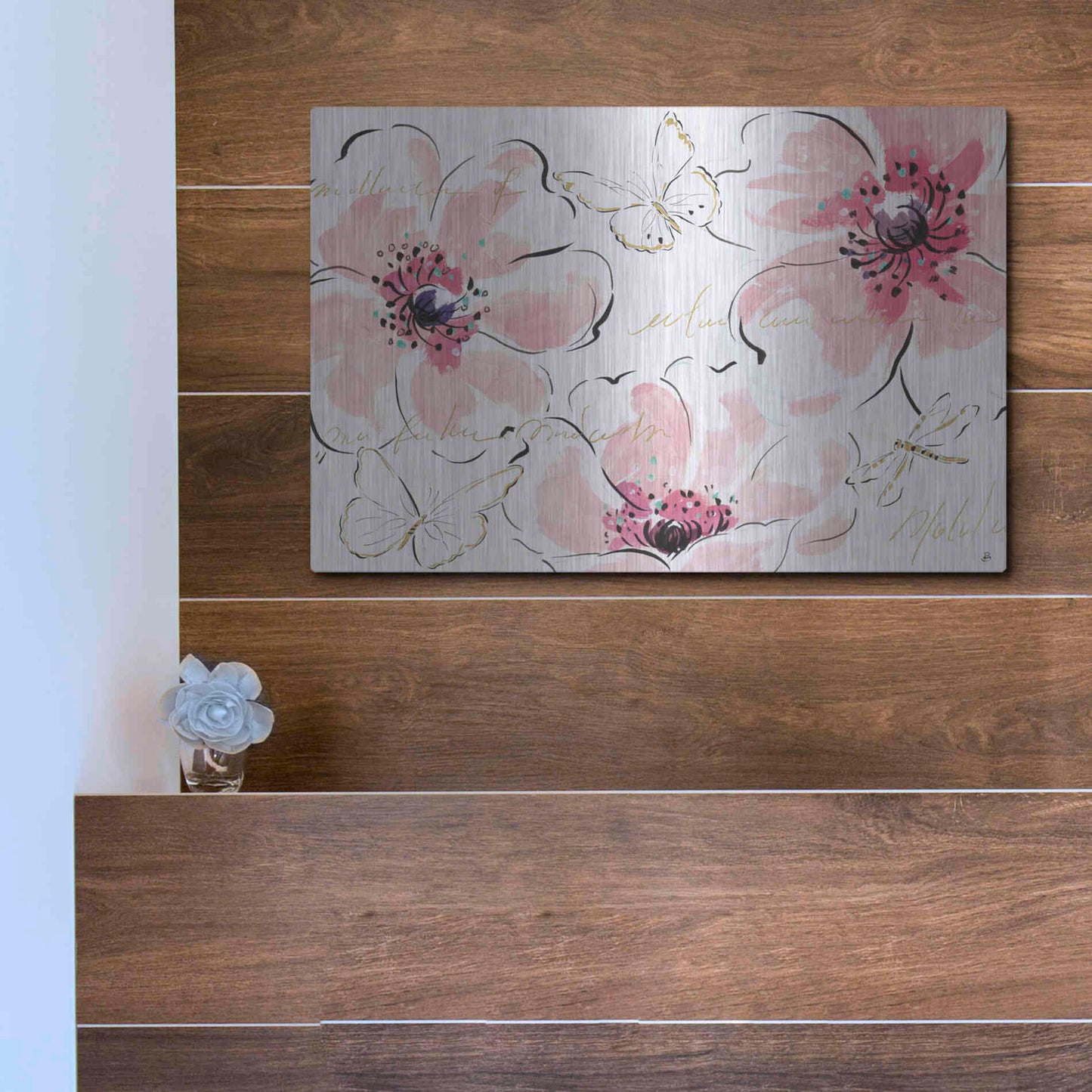 Luxe Metal Art 'Simply Pink I' by Daphne Brissonet, Metal Wall Art,16x12