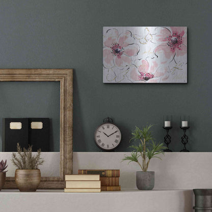 Luxe Metal Art 'Simply Pink I' by Daphne Brissonet, Metal Wall Art,16x12