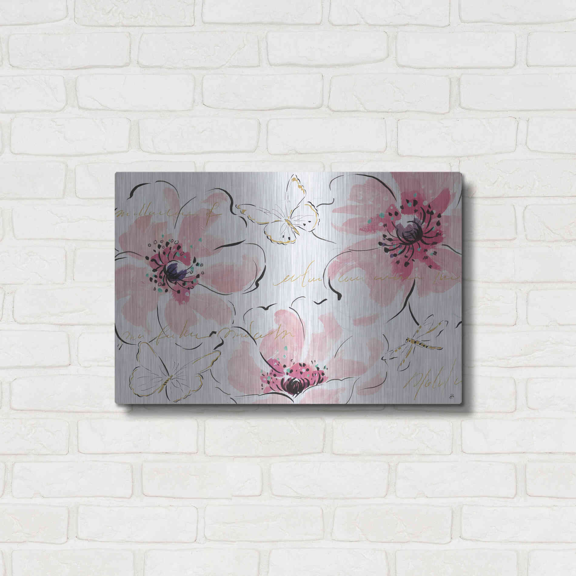 Luxe Metal Art 'Simply Pink I' by Daphne Brissonet, Metal Wall Art,24x16