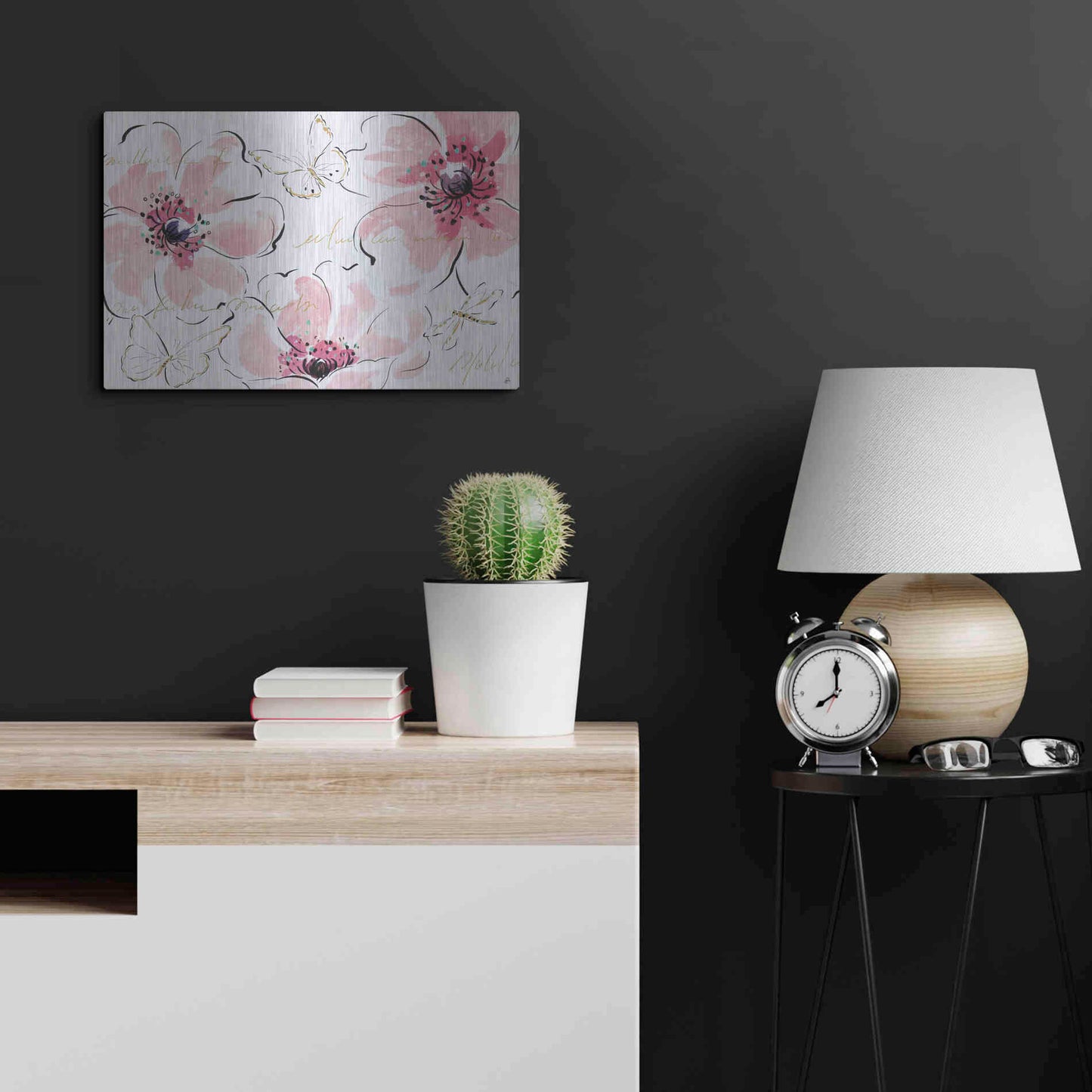 Luxe Metal Art 'Simply Pink I' by Daphne Brissonet, Metal Wall Art,24x16