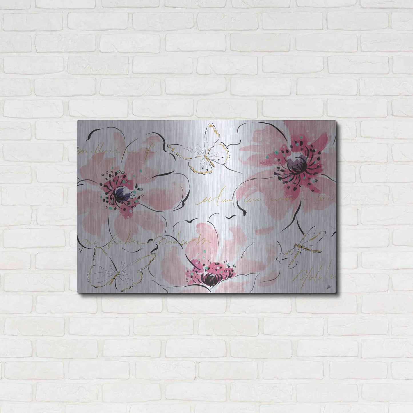 Luxe Metal Art 'Simply Pink I' by Daphne Brissonet, Metal Wall Art,36x24
