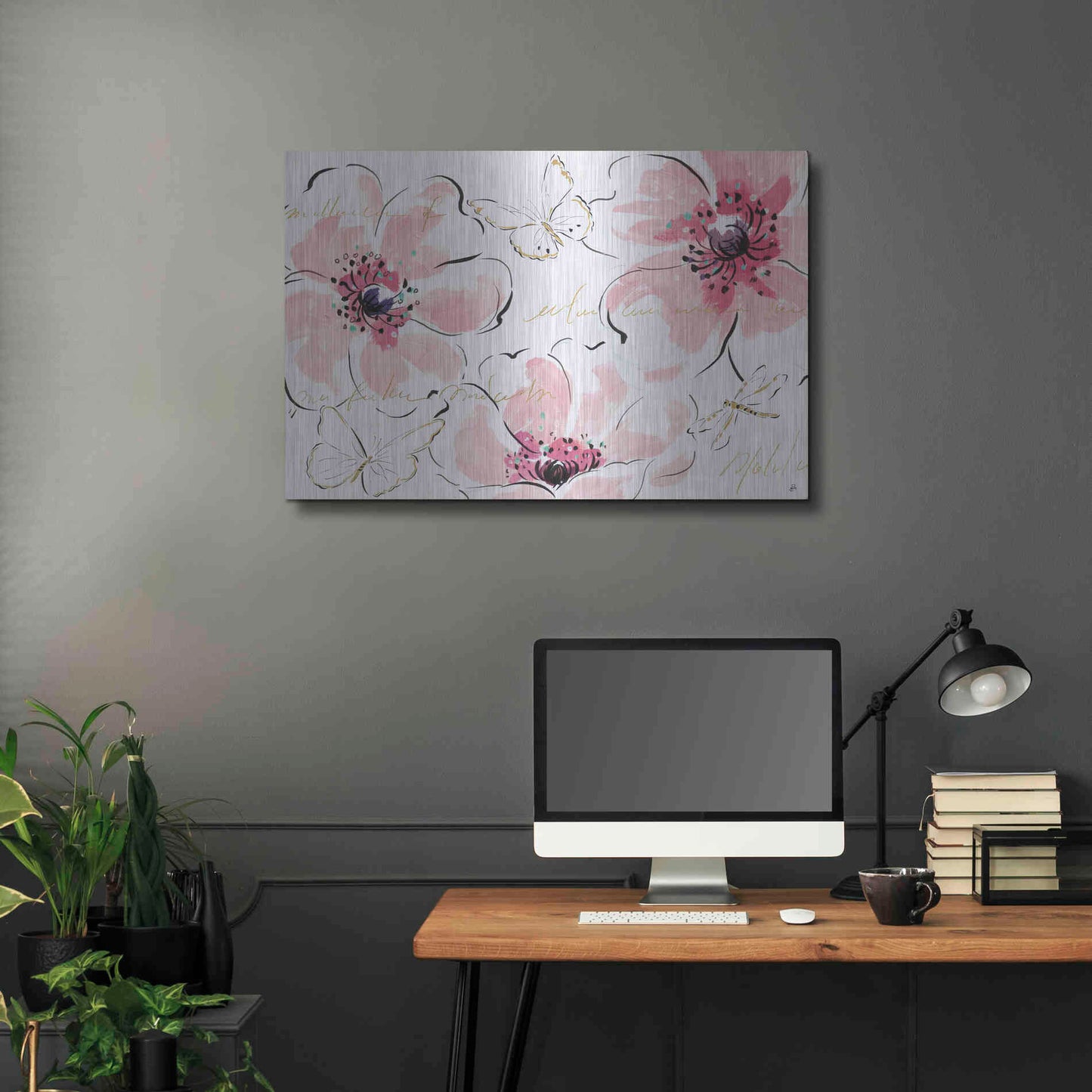 Luxe Metal Art 'Simply Pink I' by Daphne Brissonet, Metal Wall Art,36x24