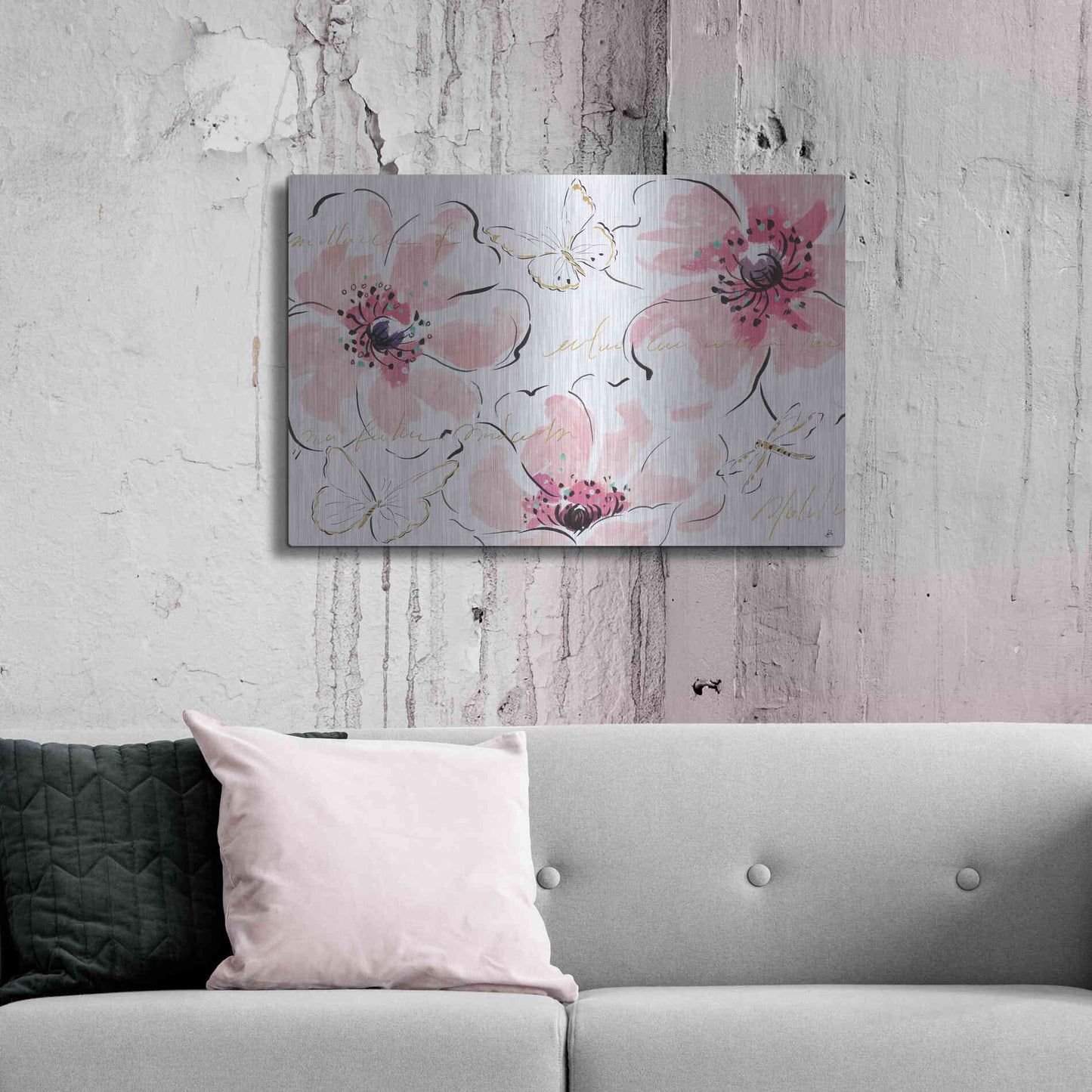 Luxe Metal Art 'Simply Pink I' by Daphne Brissonet, Metal Wall Art,36x24