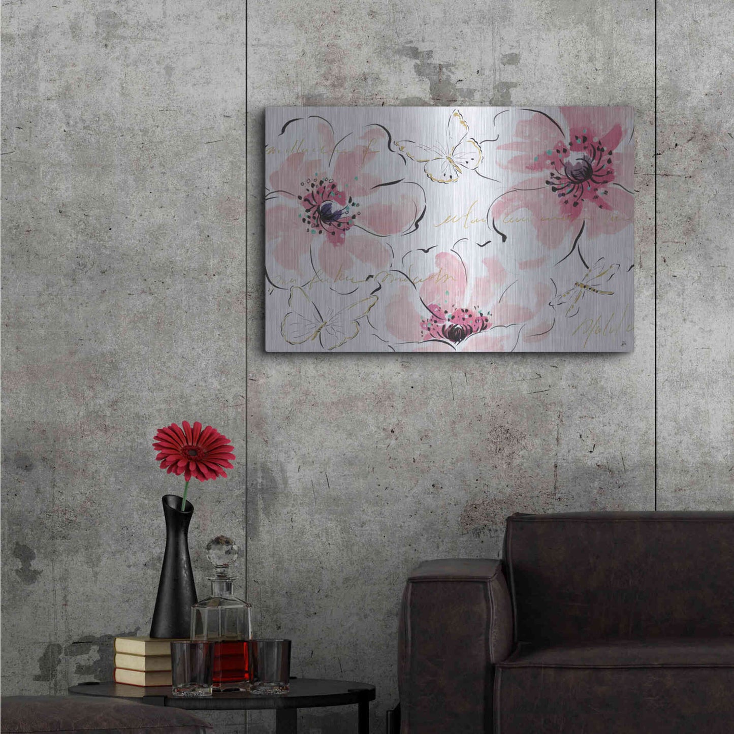 Luxe Metal Art 'Simply Pink I' by Daphne Brissonet, Metal Wall Art,36x24