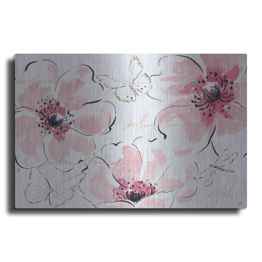 Luxe Metal Art 'Simply Pink I' by Daphne Brissonet, Metal Wall Art