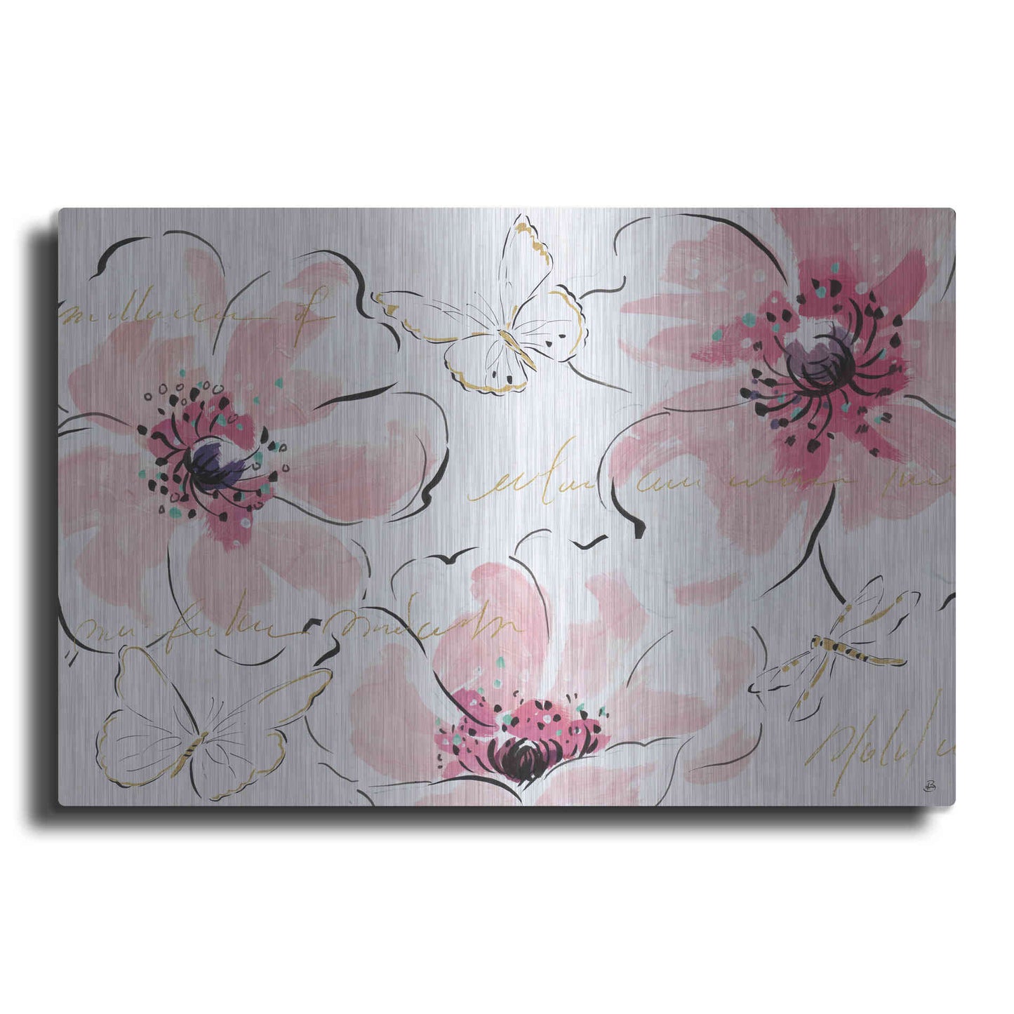 Luxe Metal Art 'Simply Pink I' by Daphne Brissonet, Metal Wall Art
