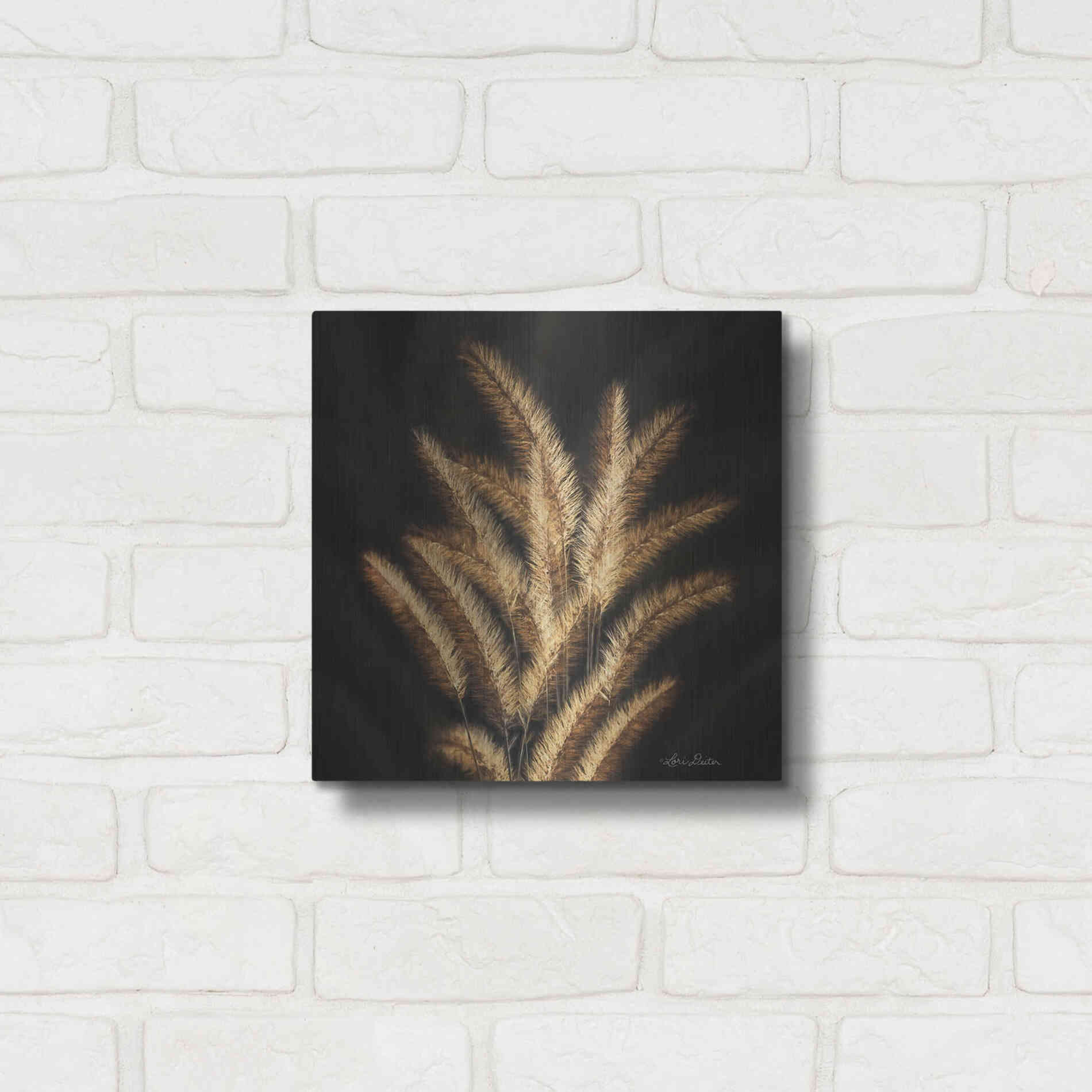 Luxe Metal Art 'Golden Grass II' by Lori Deiter, Metal Wall Art,12x12