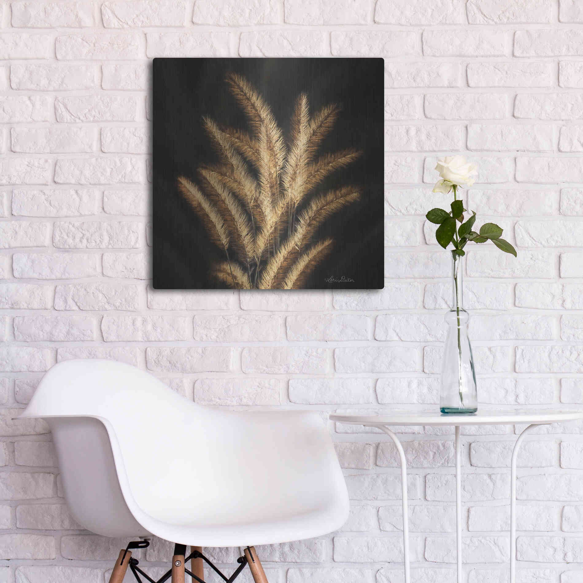 Luxe Metal Art 'Golden Grass II' by Lori Deiter, Metal Wall Art,24x24
