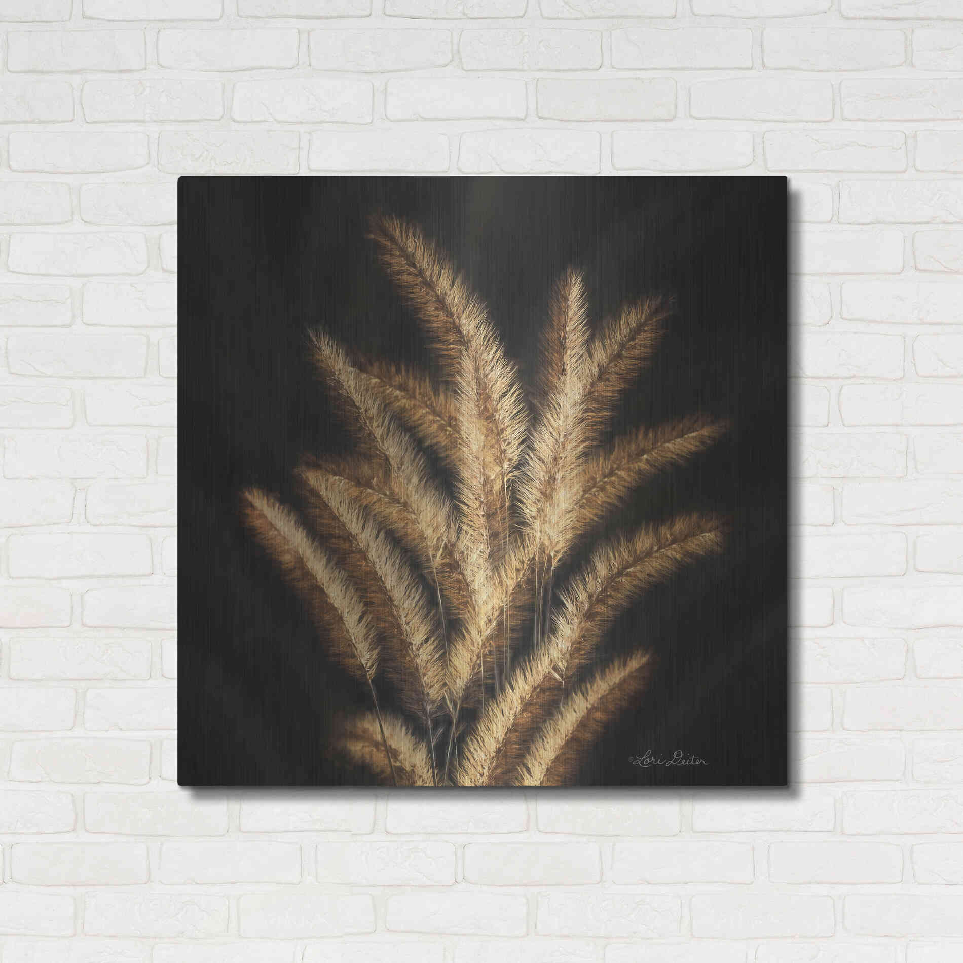 Luxe Metal Art 'Golden Grass II' by Lori Deiter, Metal Wall Art,36x36