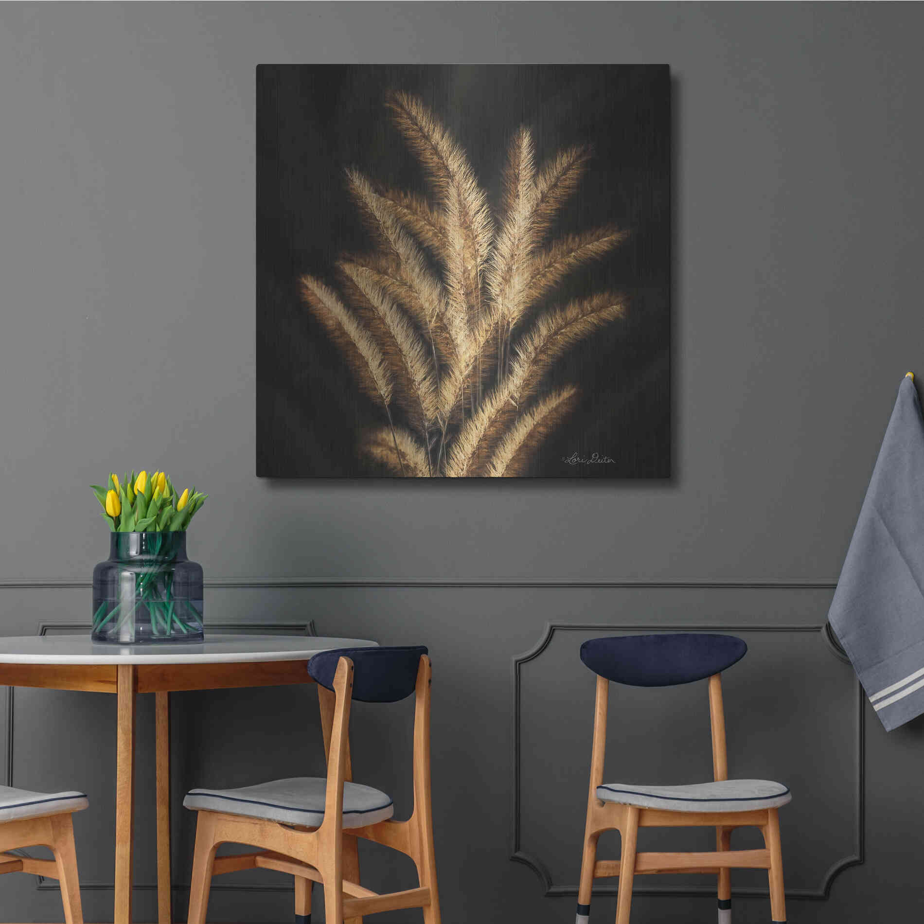 Luxe Metal Art 'Golden Grass II' by Lori Deiter, Metal Wall Art,36x36