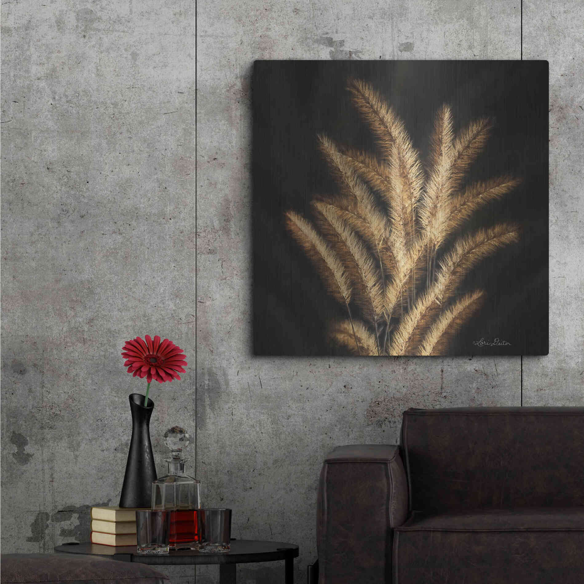 Luxe Metal Art 'Golden Grass II' by Lori Deiter, Metal Wall Art,36x36