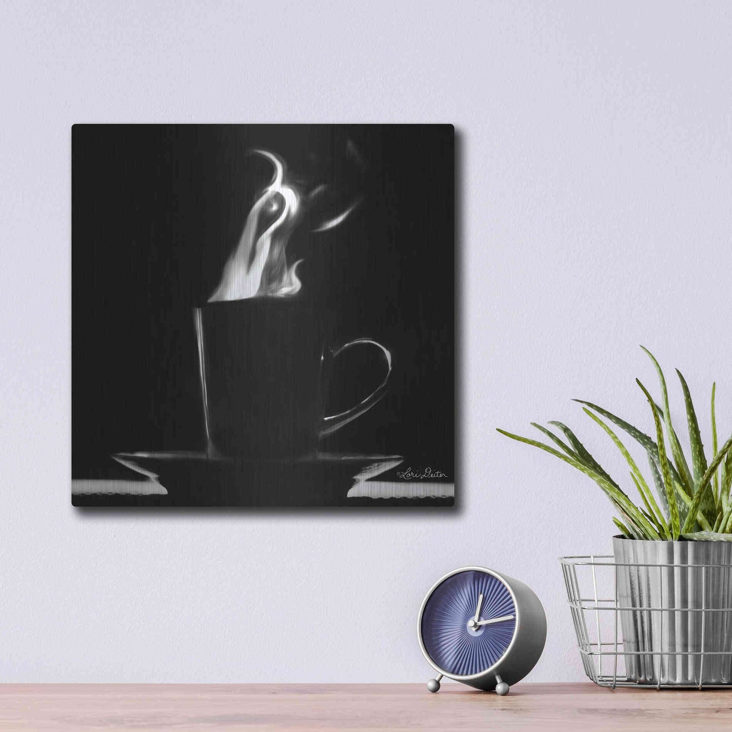 Luxe Metal Art 'Coffee Time II' by Lori Deiter, Metal Wall Art,12x12