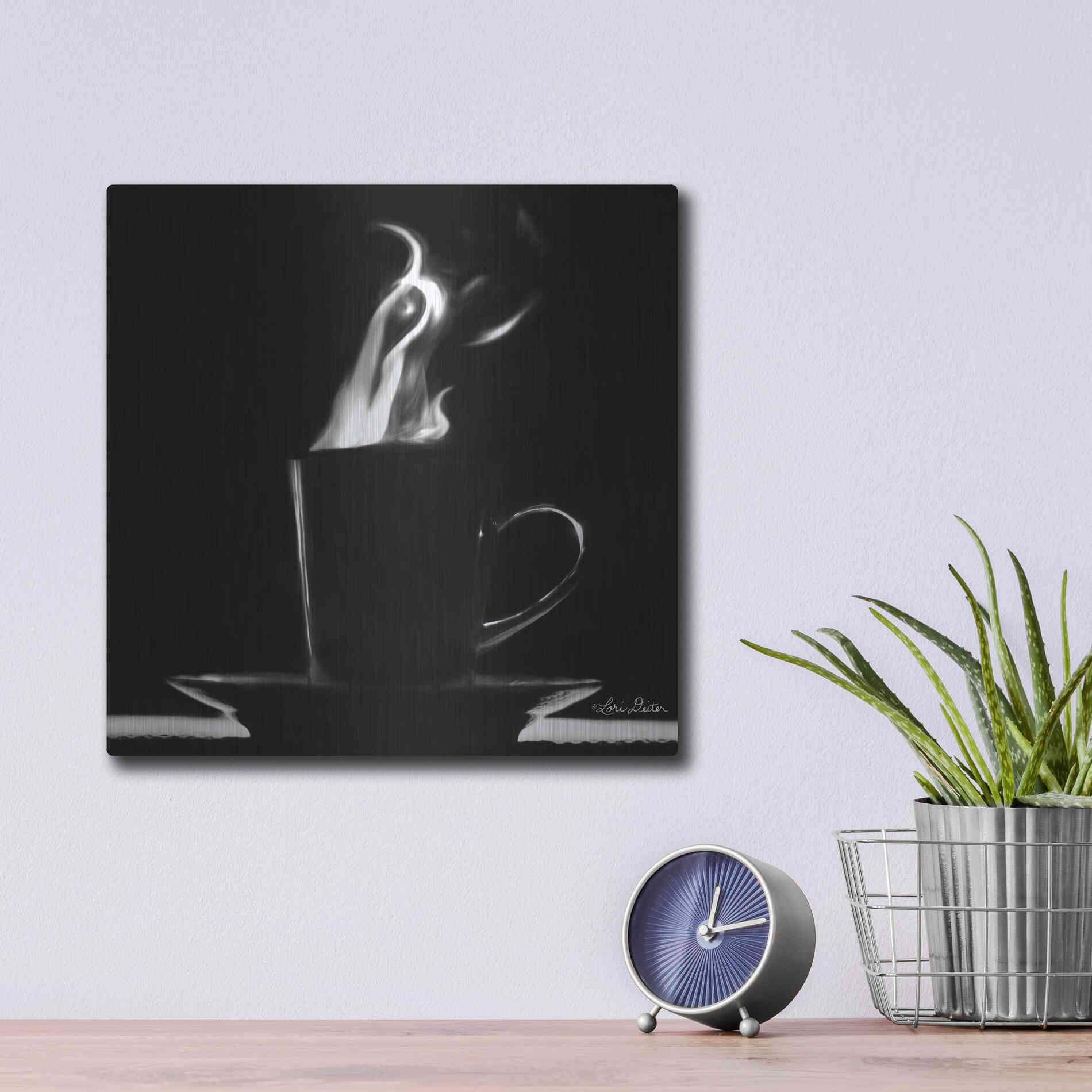 Luxe Metal Art 'Coffee Time II' by Lori Deiter, Metal Wall Art,12x12