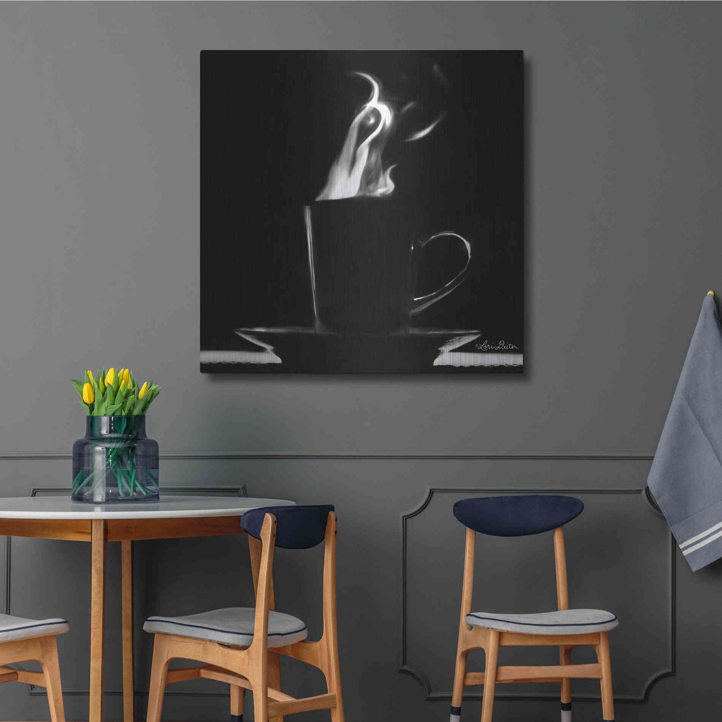 Luxe Metal Art 'Coffee Time II' by Lori Deiter, Metal Wall Art,36x36