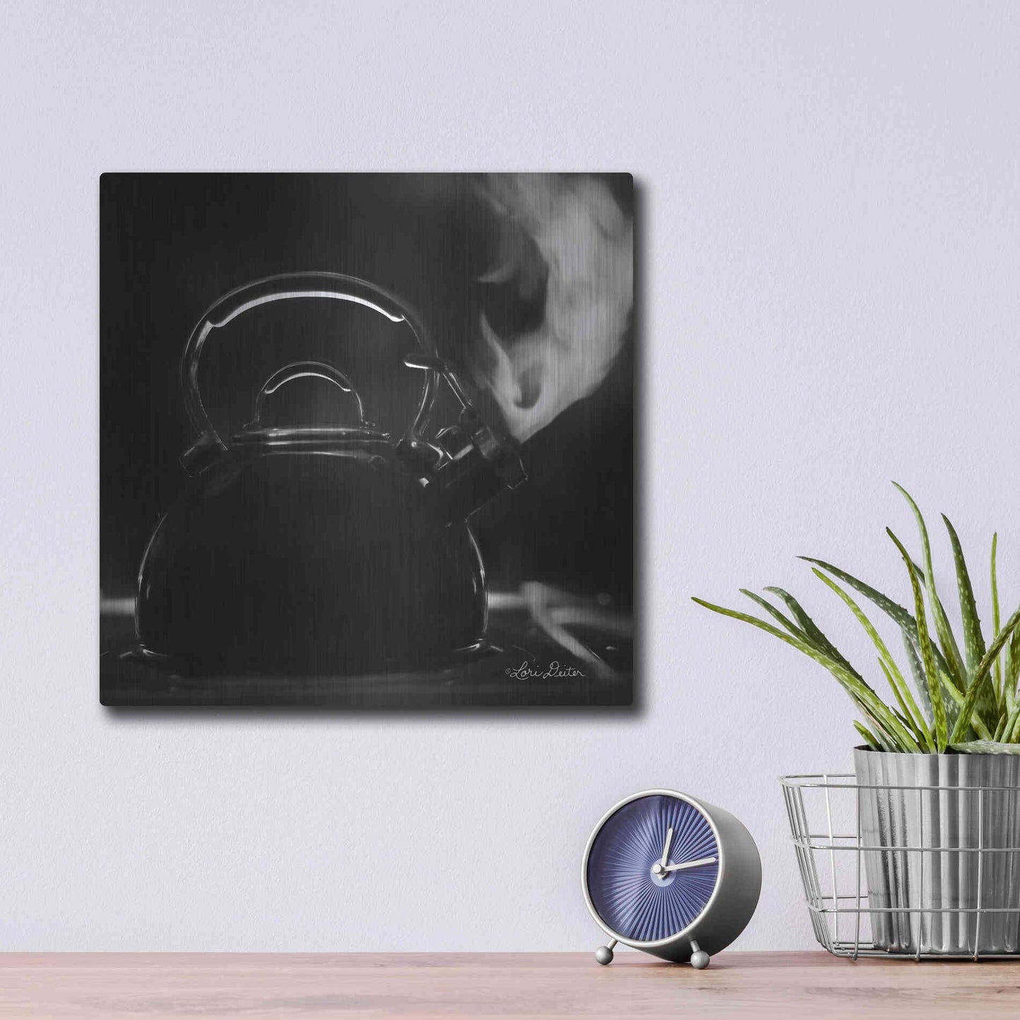 Luxe Metal Art 'Tea Time II' by Lori Deiter, Metal Wall Art,12x12