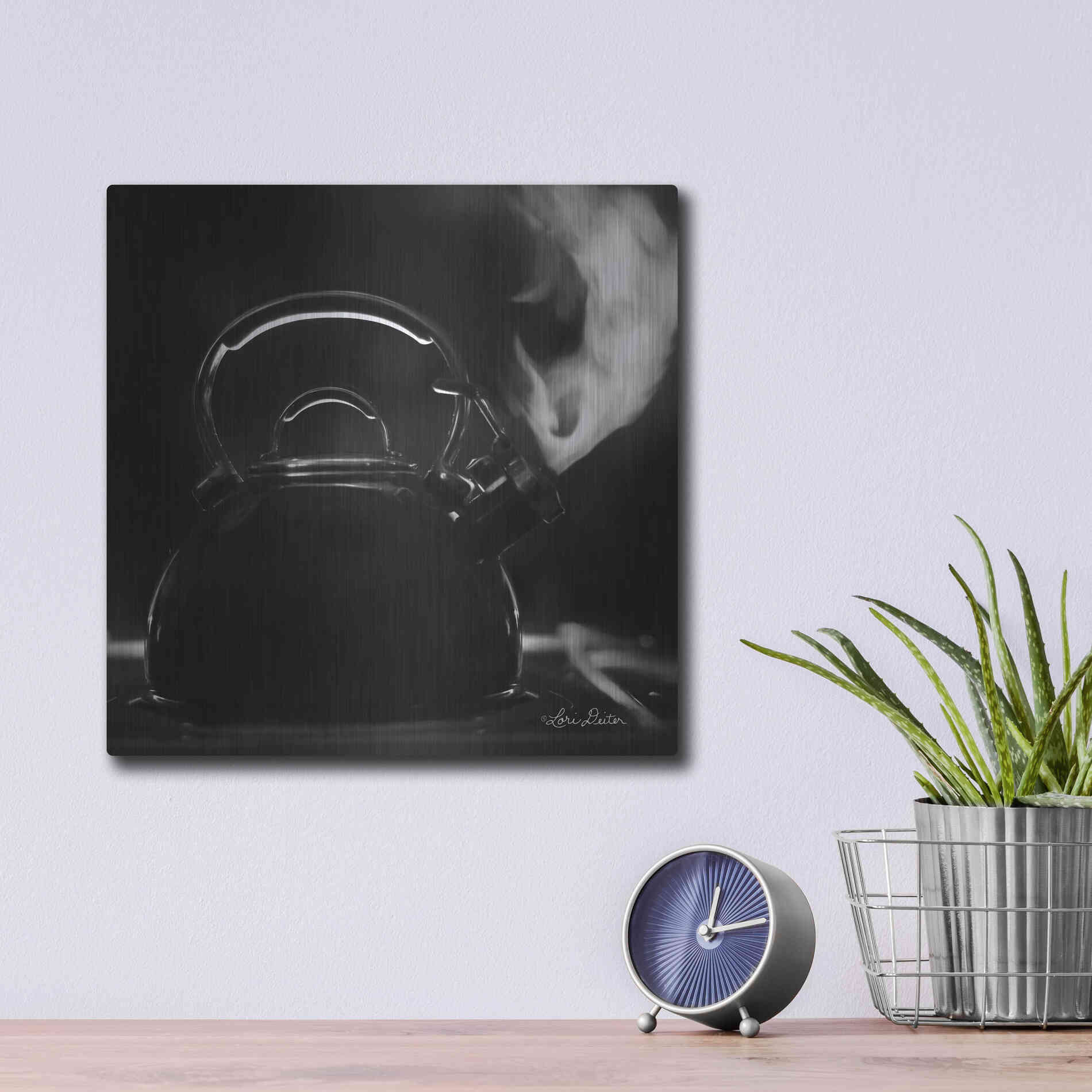 Luxe Metal Art 'Tea Time II' by Lori Deiter, Metal Wall Art,12x12