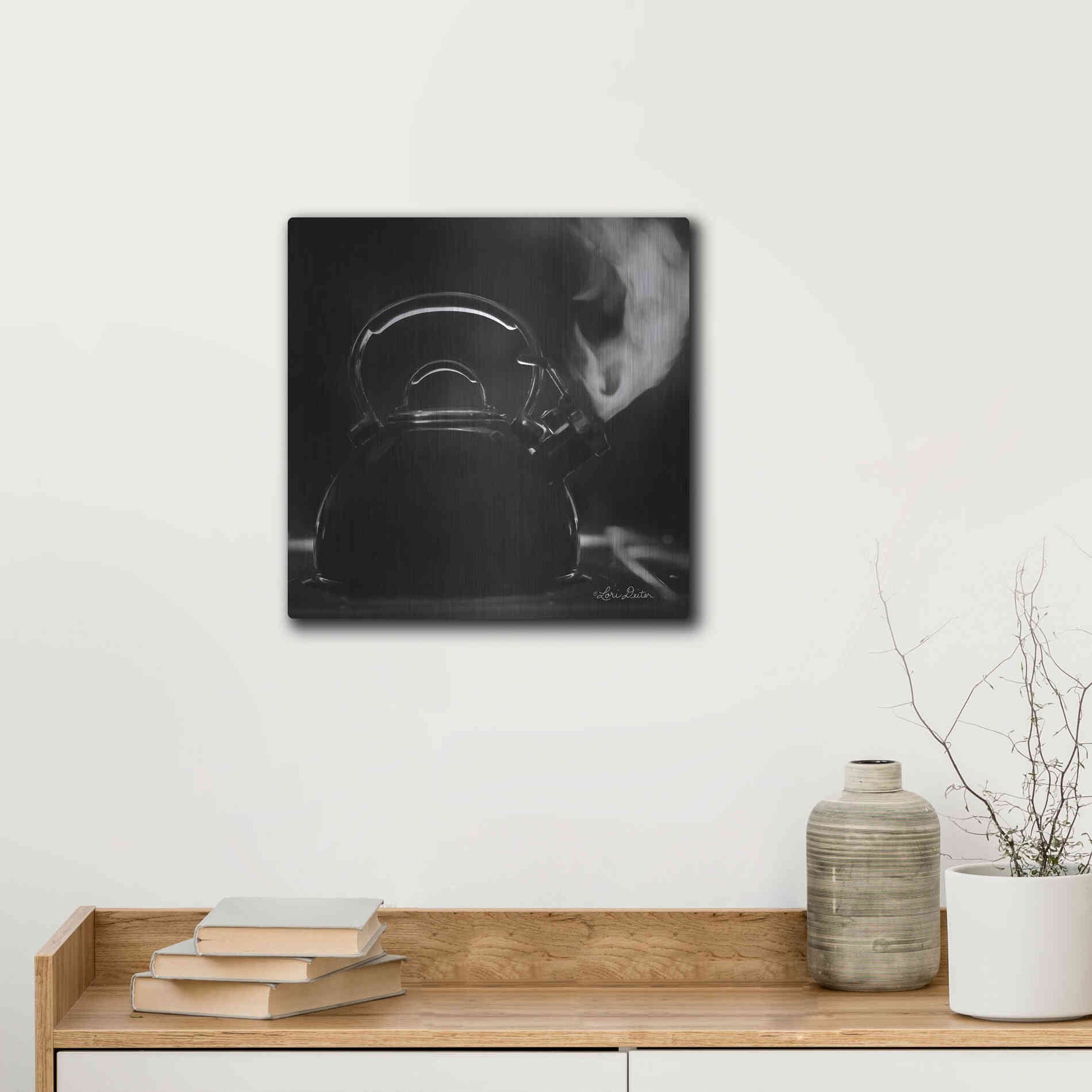 Luxe Metal Art 'Tea Time II' by Lori Deiter, Metal Wall Art,12x12