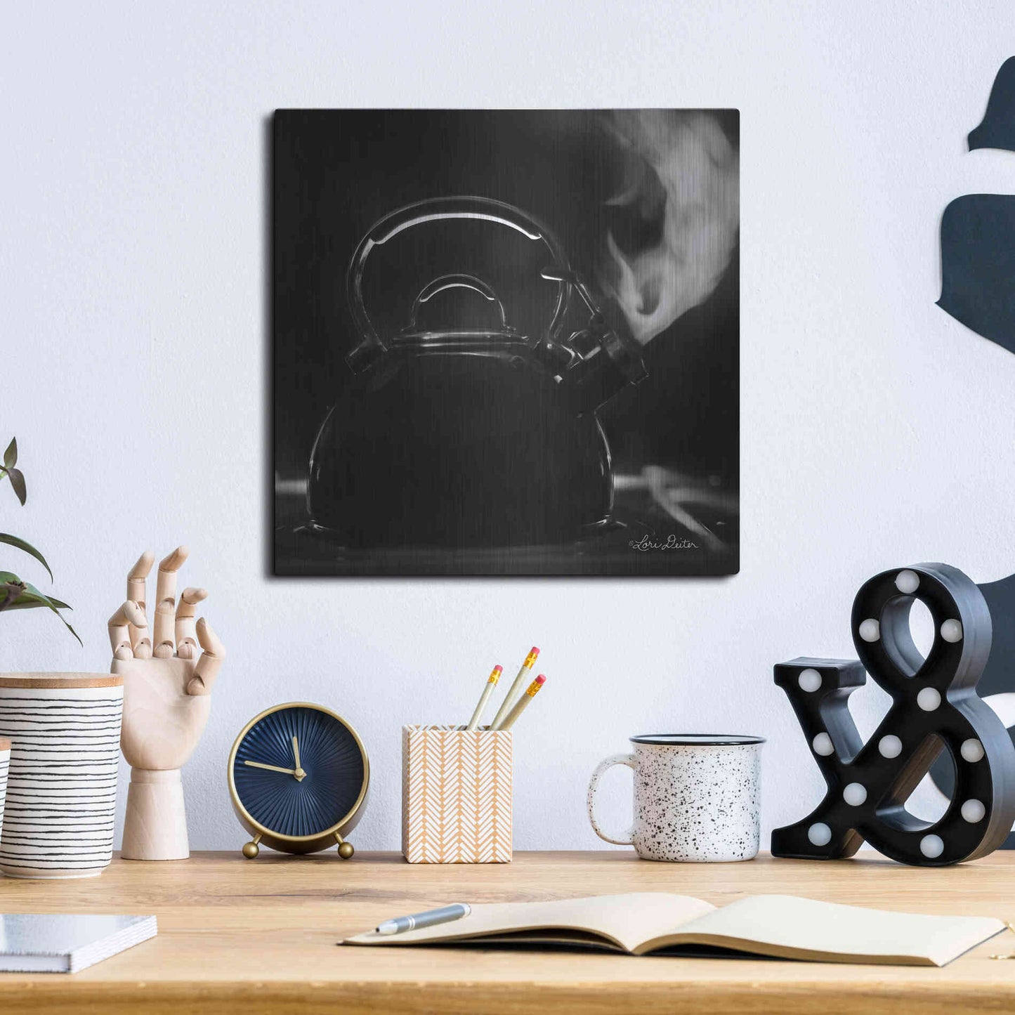 Luxe Metal Art 'Tea Time II' by Lori Deiter, Metal Wall Art,12x12