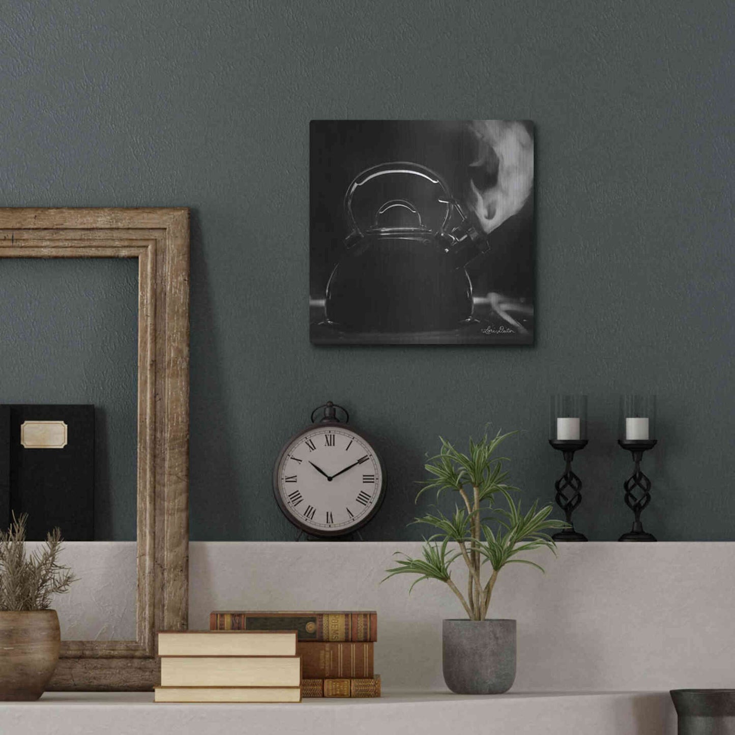 Luxe Metal Art 'Tea Time II' by Lori Deiter, Metal Wall Art,12x12