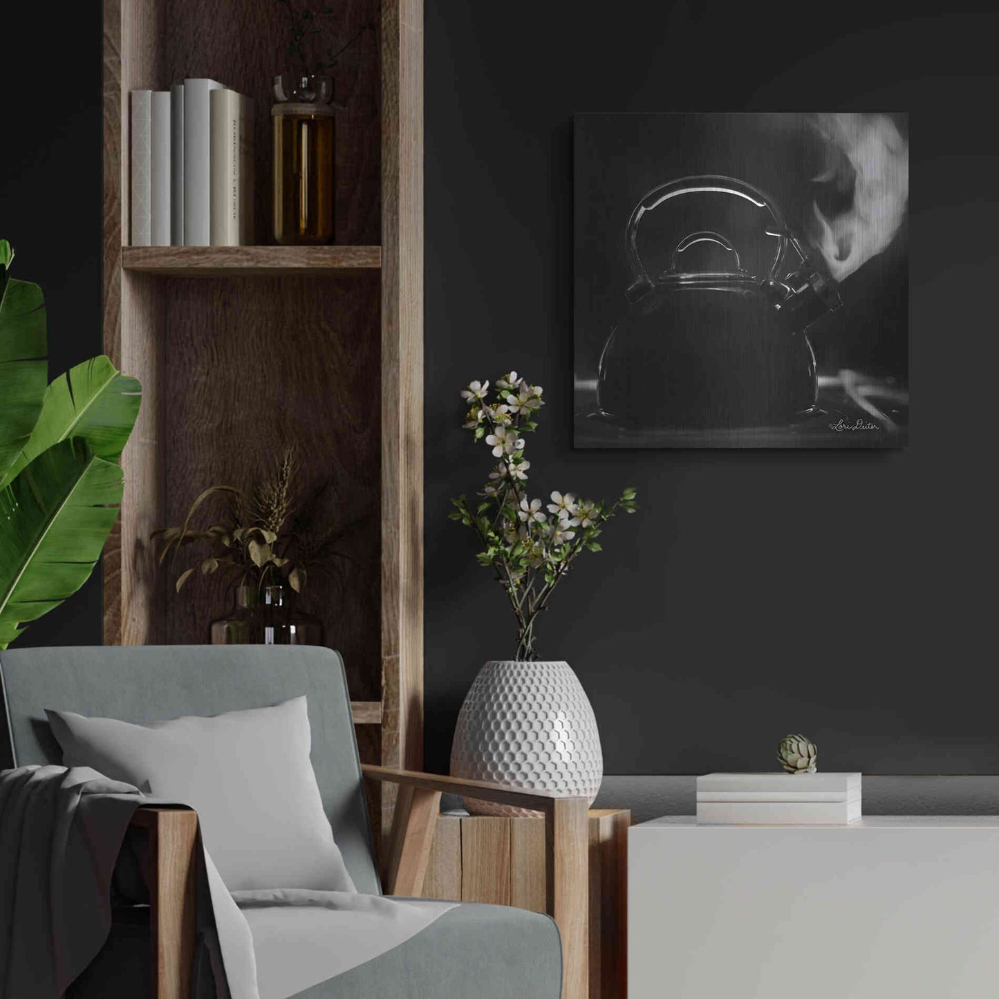 Luxe Metal Art 'Tea Time II' by Lori Deiter, Metal Wall Art,24x24