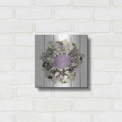 Luxe Metal Art 'Hello Spring Wreath' by Lori Deiter, Metal Wall Art,12x12