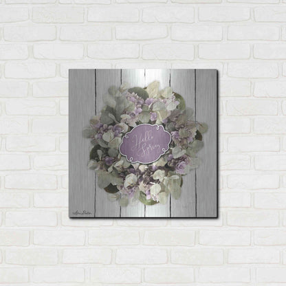 Luxe Metal Art 'Hello Spring Wreath' by Lori Deiter, Metal Wall Art,24x24