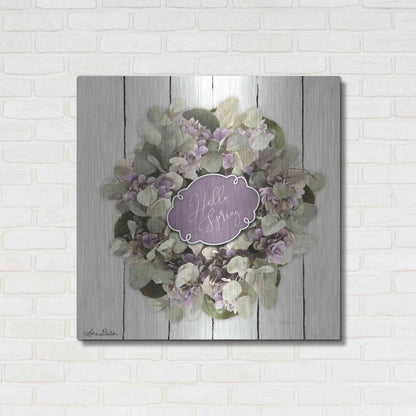 Luxe Metal Art 'Hello Spring Wreath' by Lori Deiter, Metal Wall Art,36x36