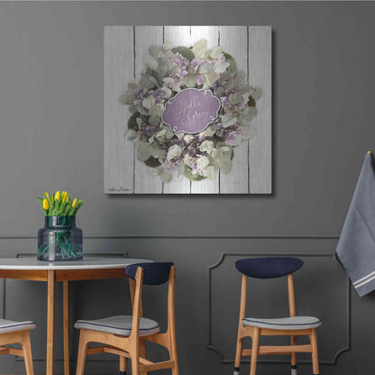 Luxe Metal Art 'Hello Spring Wreath' by Lori Deiter, Metal Wall Art,36x36