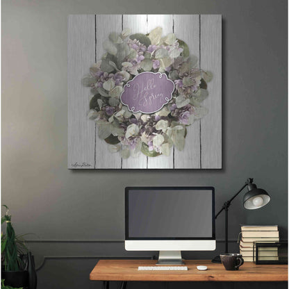 Luxe Metal Art 'Hello Spring Wreath' by Lori Deiter, Metal Wall Art,36x36
