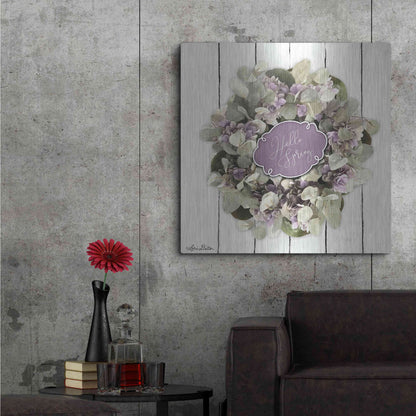 Luxe Metal Art 'Hello Spring Wreath' by Lori Deiter, Metal Wall Art,36x36