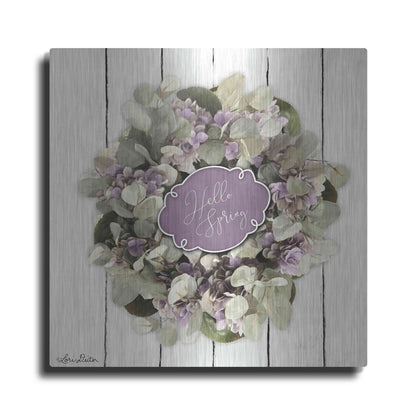 Luxe Metal Art 'Hello Spring Wreath' by Lori Deiter, Metal Wall Art