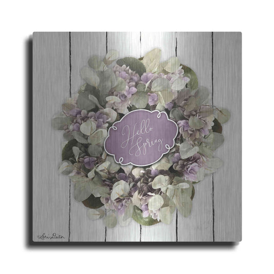 Luxe Metal Art 'Hello Spring Wreath' by Lori Deiter, Metal Wall Art