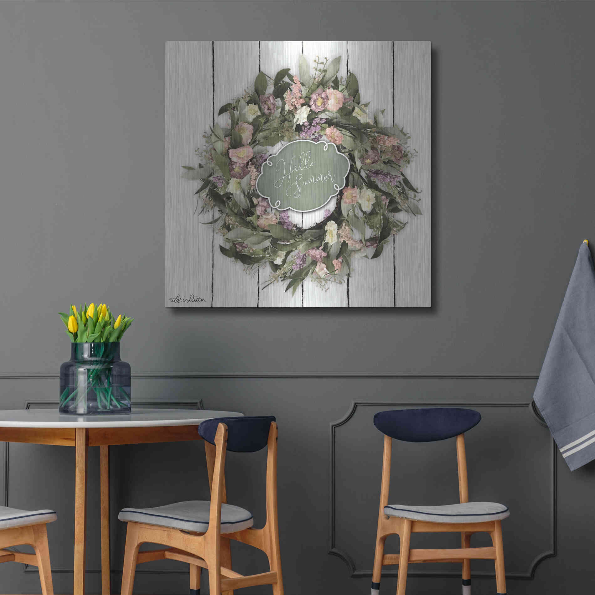 Luxe Metal Art 'Hello Summer Wreath' by Lori Deiter, Metal Wall Art,36x36