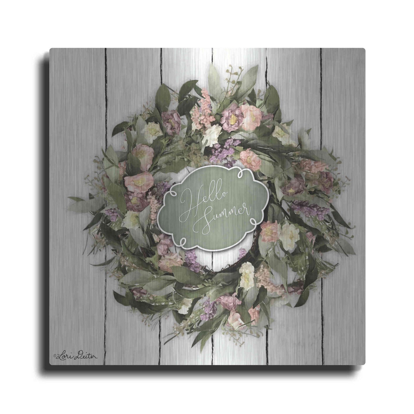 Luxe Metal Art 'Hello Summer Wreath' by Lori Deiter, Metal Wall Art