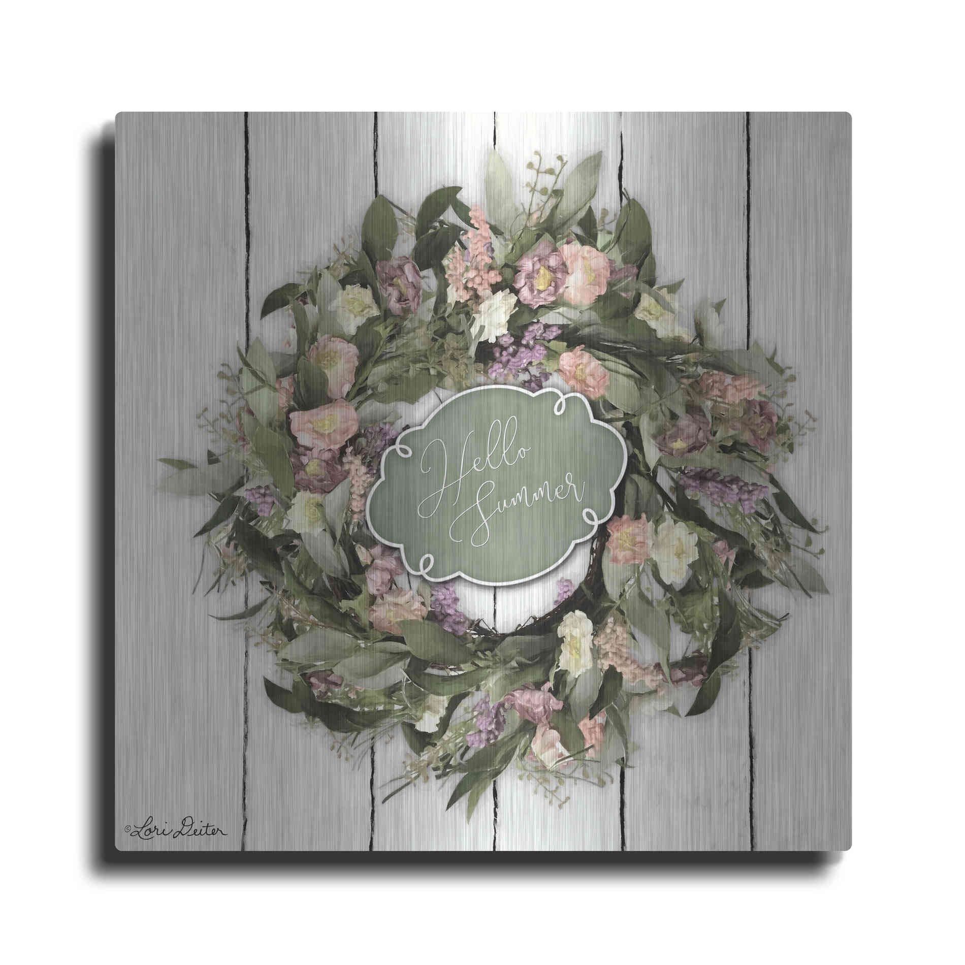 Luxe Metal Art 'Hello Summer Wreath' by Lori Deiter, Metal Wall Art