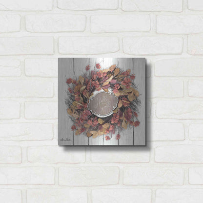 Luxe Metal Art 'Hello Fall Wreath' by Lori Deiter, Metal Wall Art,12x12