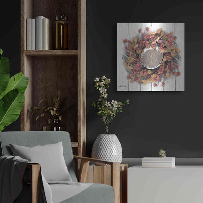 Luxe Metal Art 'Hello Fall Wreath' by Lori Deiter, Metal Wall Art,24x24