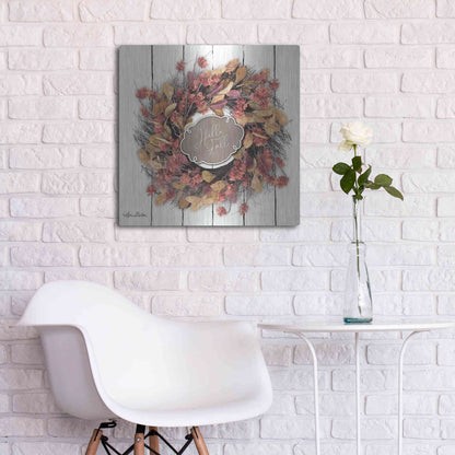 Luxe Metal Art 'Hello Fall Wreath' by Lori Deiter, Metal Wall Art,24x24